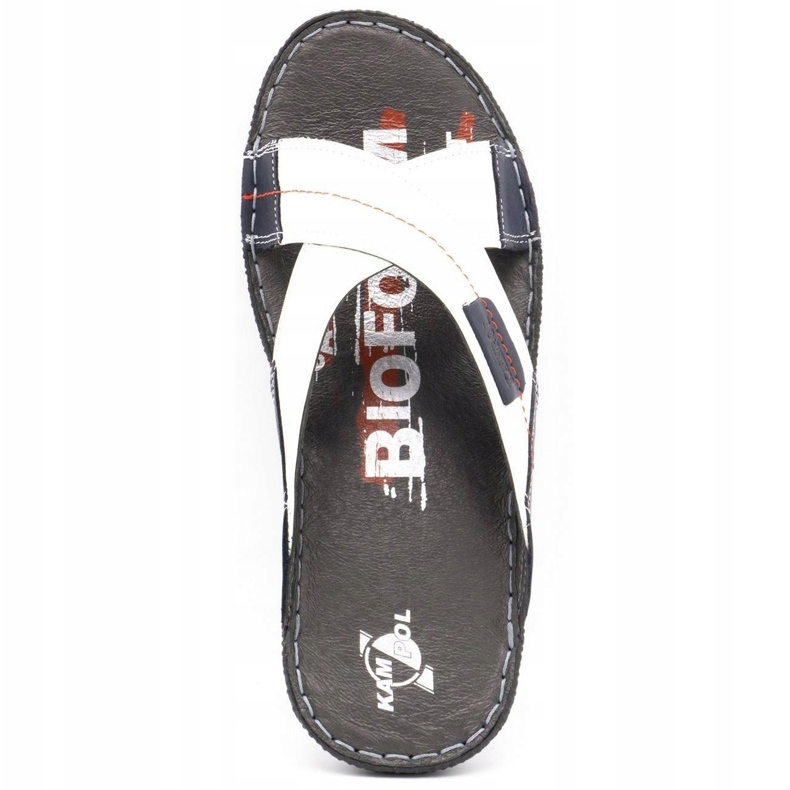 Kampol Herren Lederhausschuhe 200 / B weiß navy blau 7