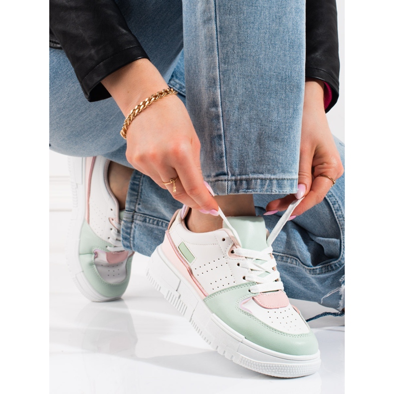 Shelovet pastellfarbene Turnschuhe für Damen weiß mehrfarbig 1