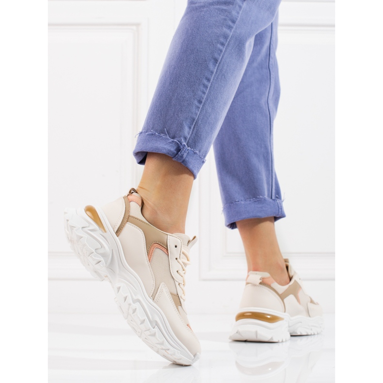 Damensneaker Shelovet mit Plateau in Beige orange 2