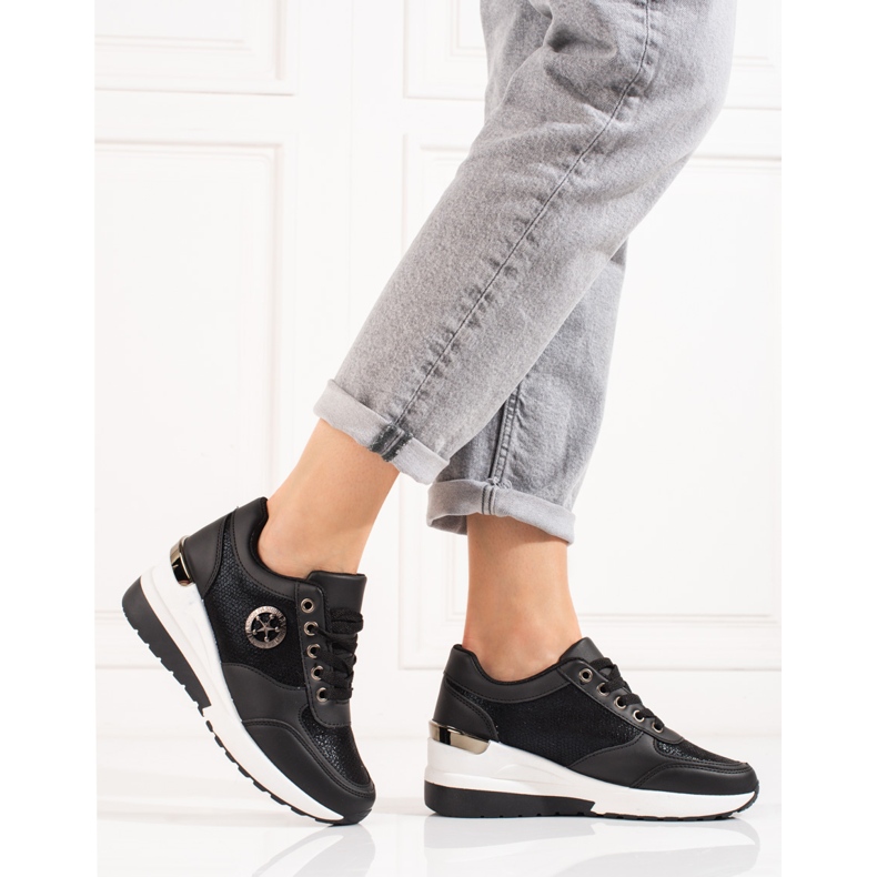 Schwarze Shelovet Wedge-Sneakers für Damen 2