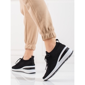 Damen-Sockenkeil-Sportschuhe von Shelovet schwarz 2