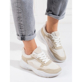 Shelovet Damen-Sportschuhe zum Schnüren in Beige 1