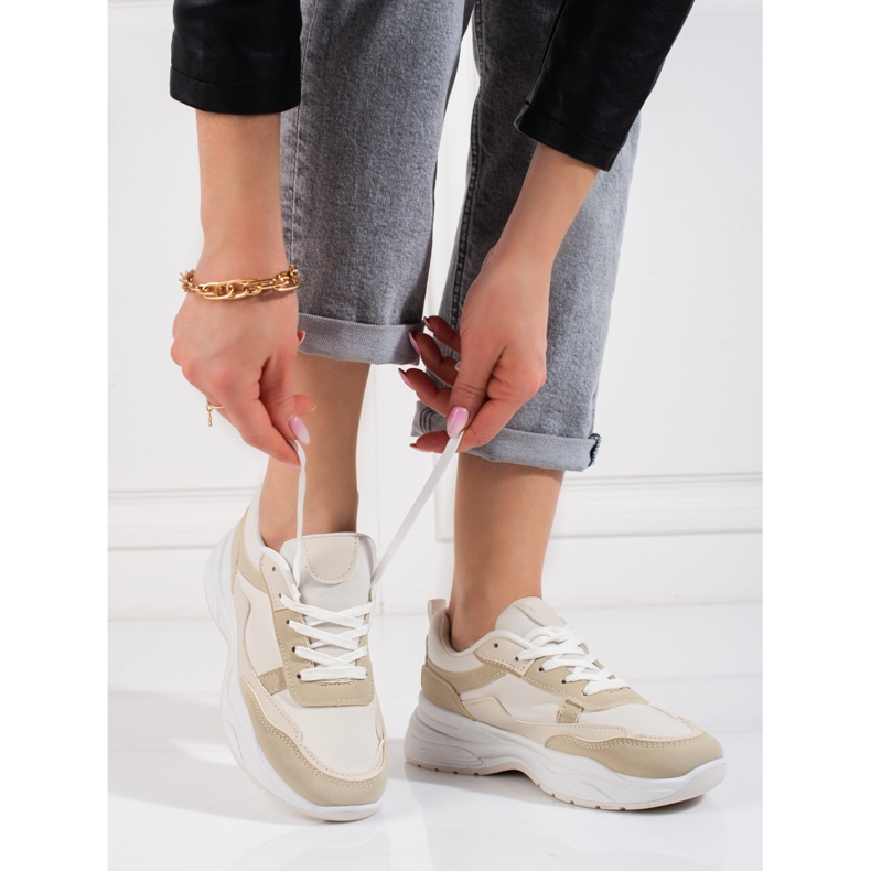 Shelovet Damen-Sportschuhe zum Schnüren in Beige 2