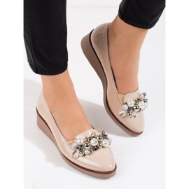 W. Potocki Potocki Damenpumps mit beigen Wedges 2