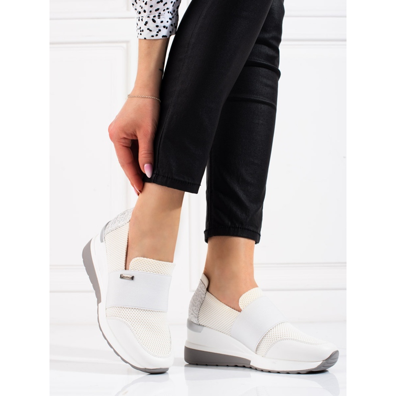 W. Potocki Weiße Potocki-Sneakers mit Keilabsatz für Damen 1