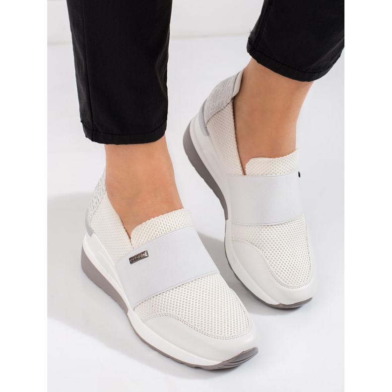 W. Potocki Weiße Potocki-Sneakers mit Keilabsatz für Damen 2