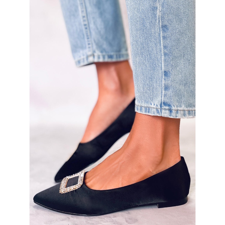 PA1 Elegante Ballerinas mit Lorella Black Steinen schwarz 1