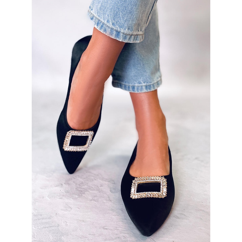 PA1 Elegante Ballerinas mit Lorella Black Steinen schwarz 2