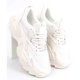 Beigefarbene Damen-Sportschuhe mit hoher Sohle 2