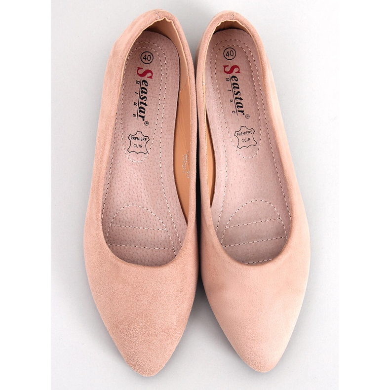 BM Keys Ballerinas aus khakifarbenem Leder mit Innensohle beige 2