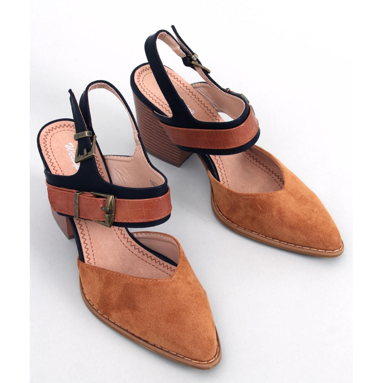 BM Chiatti Camel Pumps mit offenem Absatz braun 2