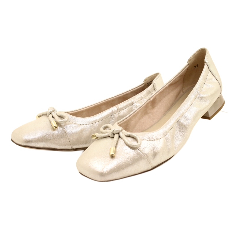 Caprice Ballerinas Frauenschuhe mit einem Bogen 9-22104-20 354 Taupe Sue.met silber- 3