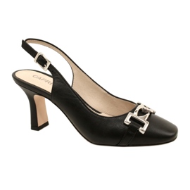 Damen-Ledersandalen mit Dekoration Caprice 9-29626-20 022 Black Nappa schwarz 1