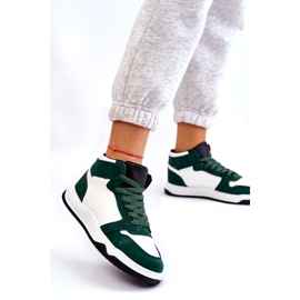 Hohe Damen-Sportschuhe, Sneakers, Weiß und Grün 2