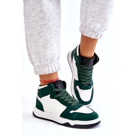 Hohe Damen-Sportschuhe, Sneakers, Weiß und Grün 5