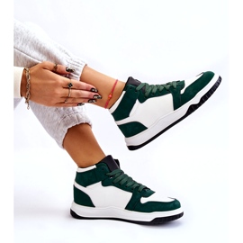 Hohe Damen-Sportschuhe, Sneakers, Weiß und Grün 7