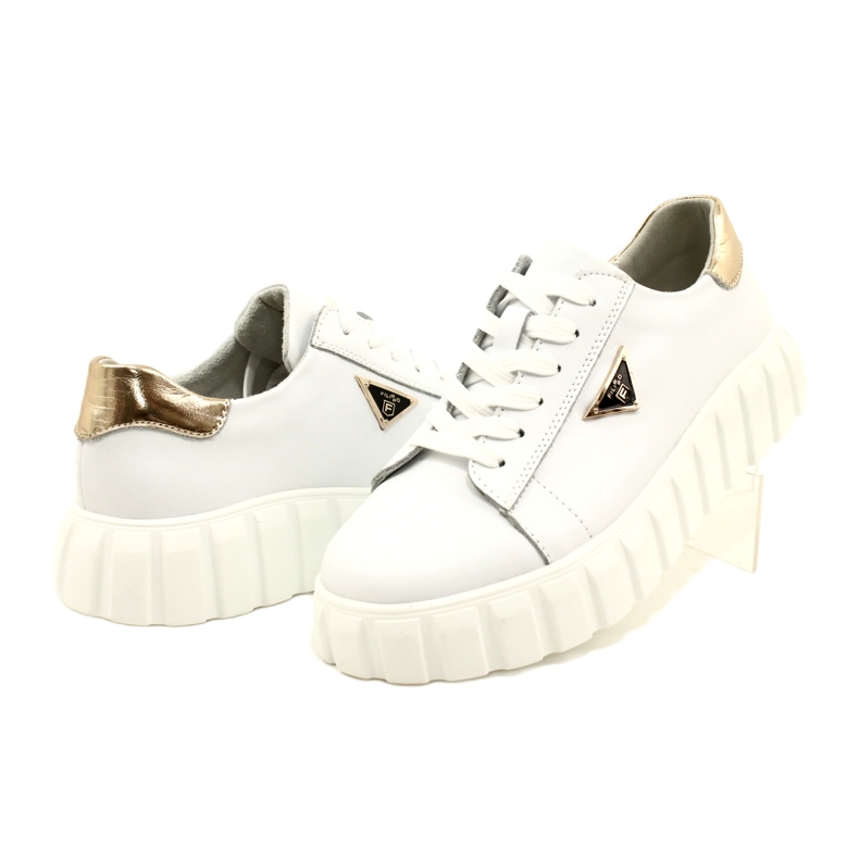 Lederturnschuhe Filippo DP4138 weiß golden 4
