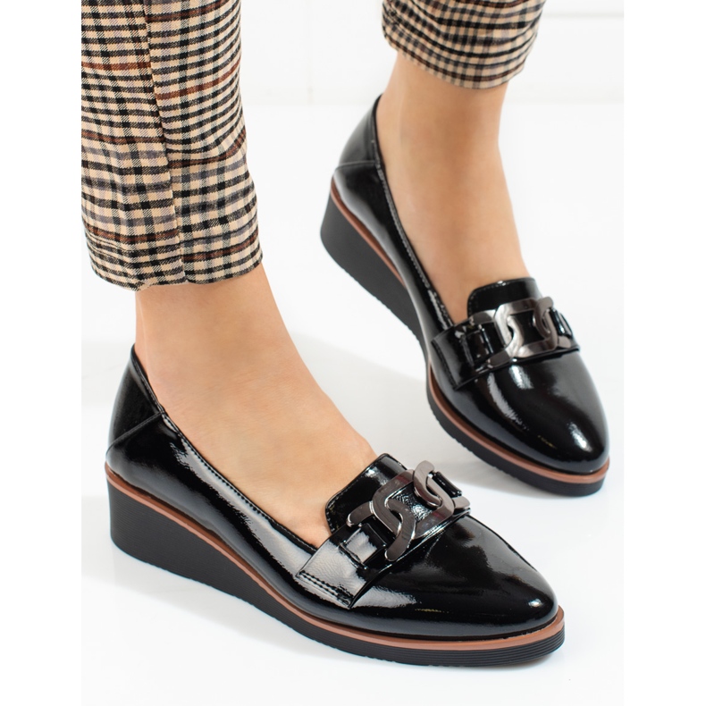 W. Potocki Lackschuhe für Damen mit niedrigem Keilabsatz von Potocki schwarz 2