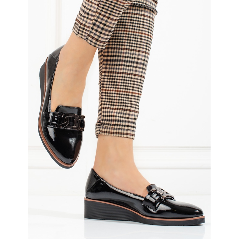 W. Potocki Lackschuhe für Damen mit niedrigem Keilabsatz von Potocki schwarz 1