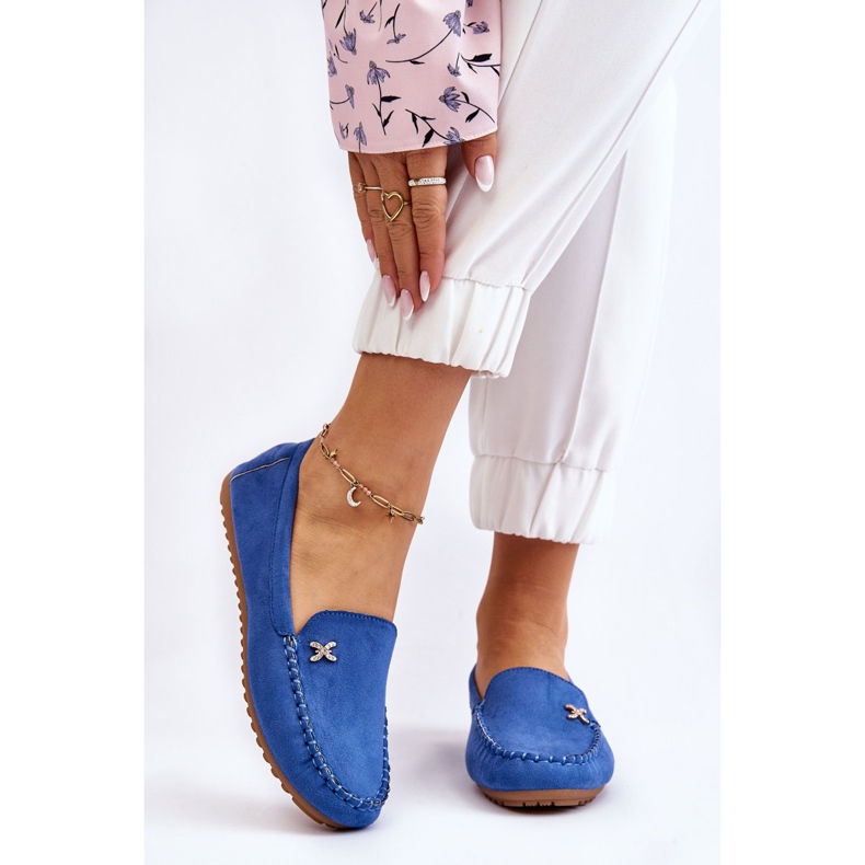 PS1 Damen-Loafer aus Wildleder mit blauer Leah-Verzierung 1