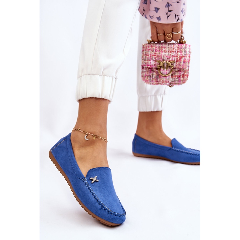 PS1 Damen-Loafer aus Wildleder mit blauer Leah-Verzierung 2
