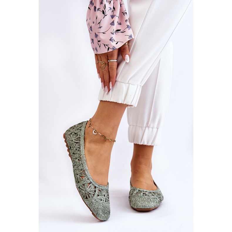 PS1 Durchbrochene modische Ballerinas Grün Thiago 1