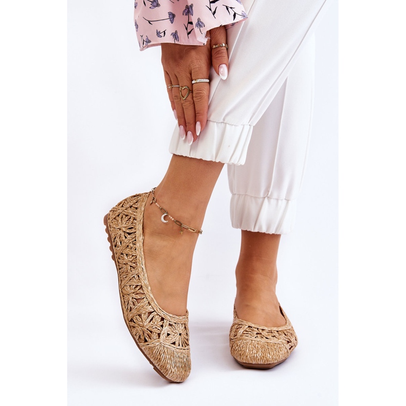 Durchbrochene modische Ballerinas Beige Thiago 1