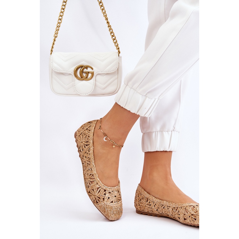 Durchbrochene modische Ballerinas Beige Thiago 2