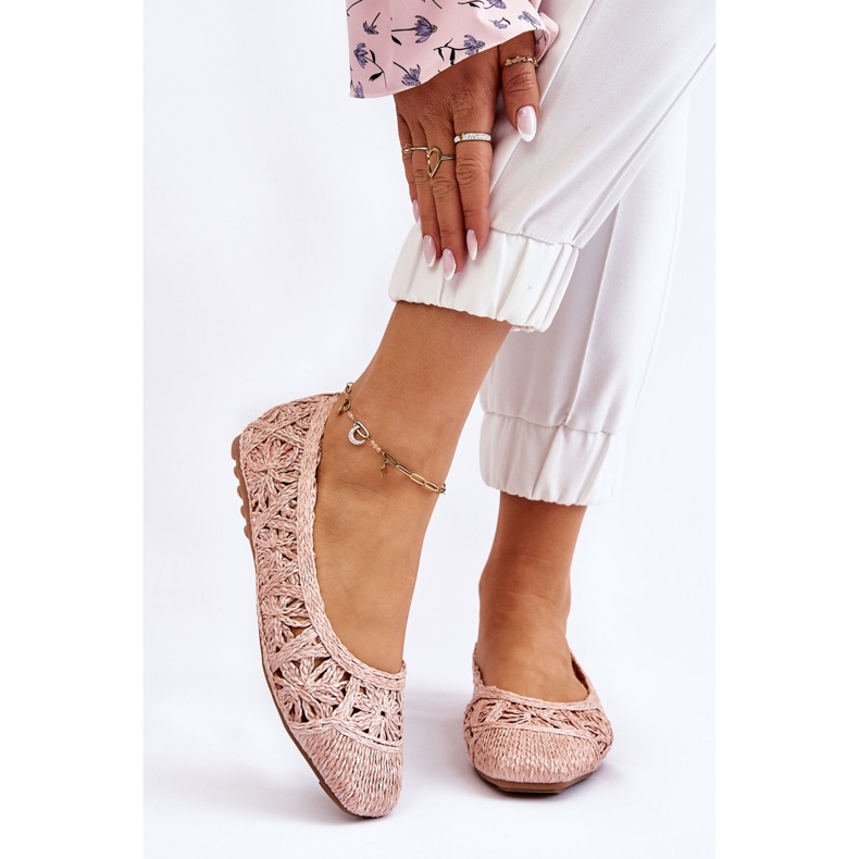 PS1 Durchbrochene modische rosa Thiago Ballerinas 2