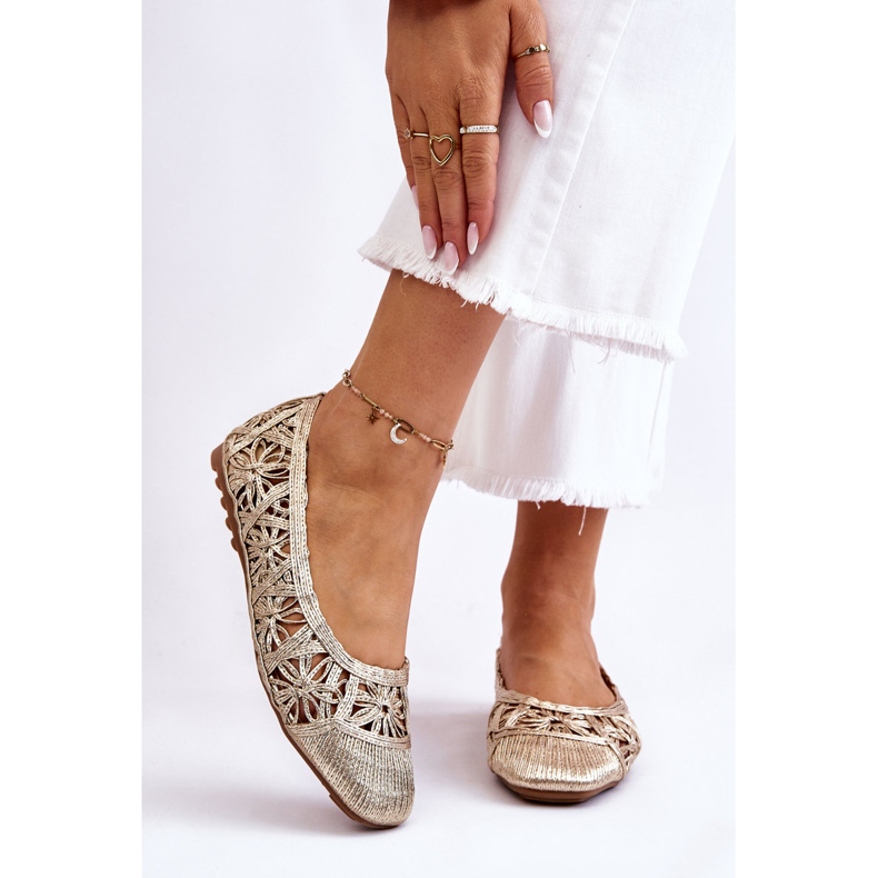 PS1 Durchbrochene modische Gold Thiago Ballerinas golden 1