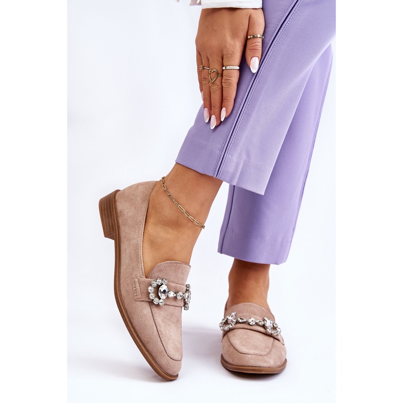 PS1 Eleganter dunkelbeiger Wildleder-Loafer Aliya 1