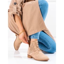 W. Potocki Durchbrochener Damen-Schnürstiefel Potocki beige 1