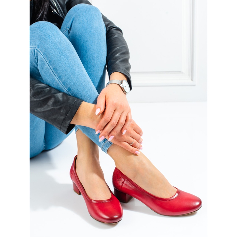 W. Potocki Damenpumps mit niedrigem Absatz Potocki rot 2