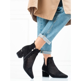 Durchbrochene Damenstiefel auf niedrigem Absatz Vinceza schwarz 1