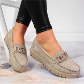 Ledermokassins für Damen auf der beigen Plattform Filippo DP3334 1