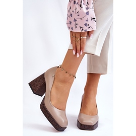 Modischer Lederpumps Laura Messi 2599 Beige 1