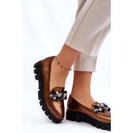 Damenschuhe auf der Plattform Laura Messi 2392 Dunkelgold golden 2