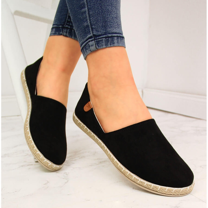 Damen-Espadrilles zum Hineinschlüpfen mit Ausschnitten schwarz NEWS 20TX02-2416 1