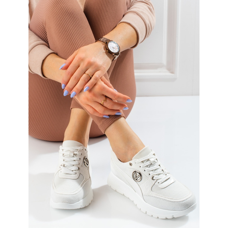 Vinceza Damen Sportschuhe auf der Plattform weiß 1