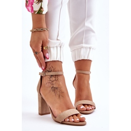 PS1 Klassische Amina Beige Wildleder Sandaletten braun 1