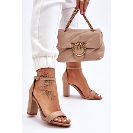 PS1 Klassische Amina Beige Wildleder Sandaletten braun 2