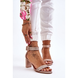 Glänzende Sandaletten mit hohem Absatz Roségold Maxim rosa 1