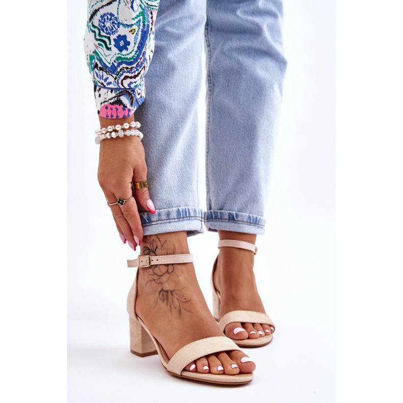 PS1 Quincy Beige Wildleder Sandalen mit niedrigem Absatz braun 1