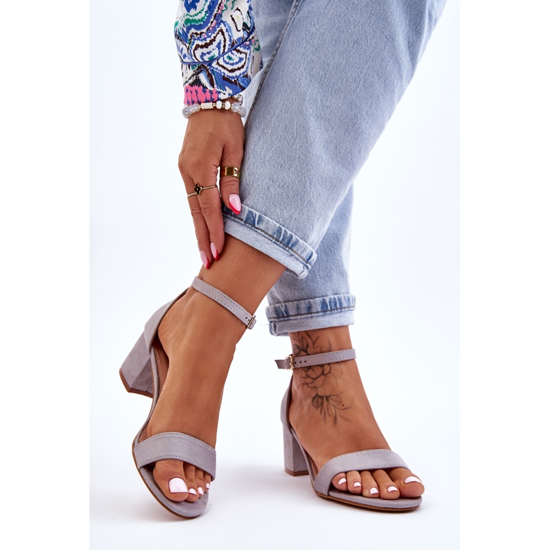 PS1 Graue Quincy Wildledersandalen mit niedrigem Absatz 2