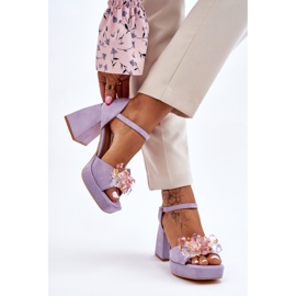 PS1 Modische Sandalen mit Kristallen auf massiven Absätzen Lila Garrett violett 2