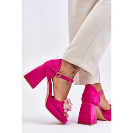 PS1 Modische Sandalen mit Kristallen auf Chunky Heels Fuchsia Garrett rosa 6
