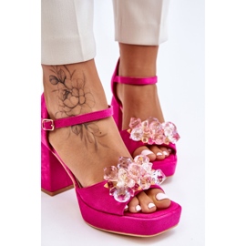 PS1 Modische Sandalen mit Kristallen auf Chunky Heels Fuchsia Garrett rosa 4