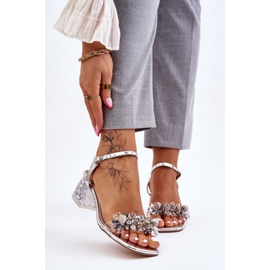 S.Barski Damensandalen auf niedrigem Absatz mit Verzierungen Silber Benicio silber- 1