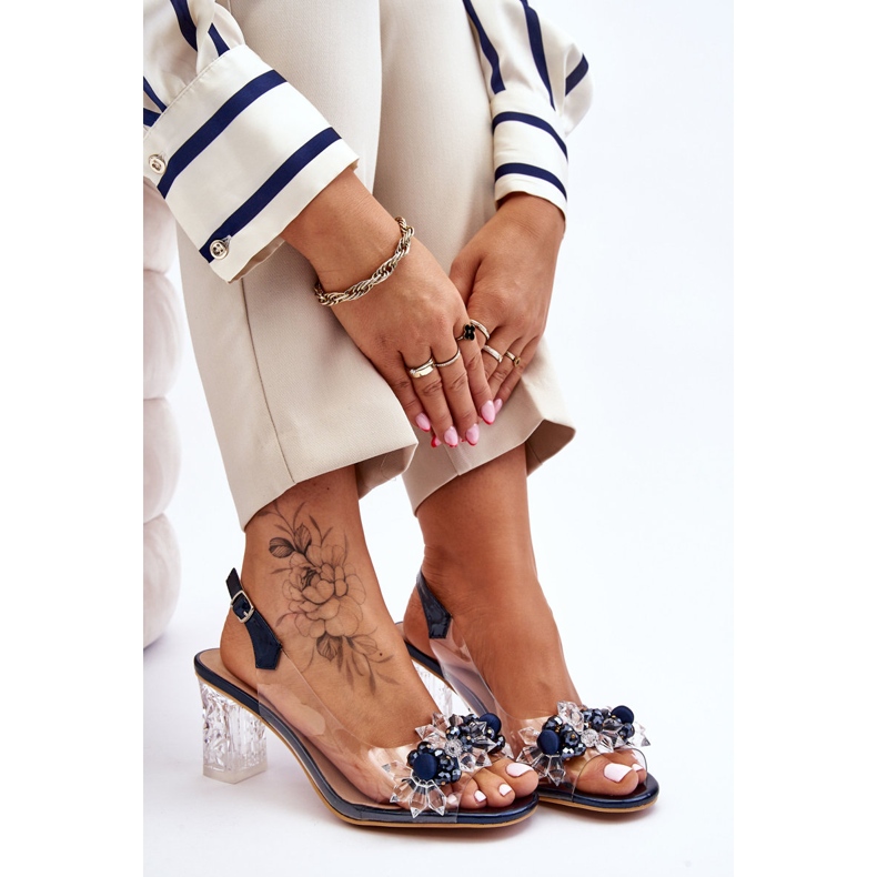 S.Barski Modische Sandalen mit Perlen Navy Terrance navy blau 1