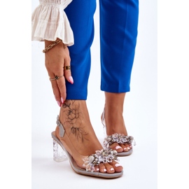 S.Barski Modische Sandalen mit grauen Terrassenperlen 1